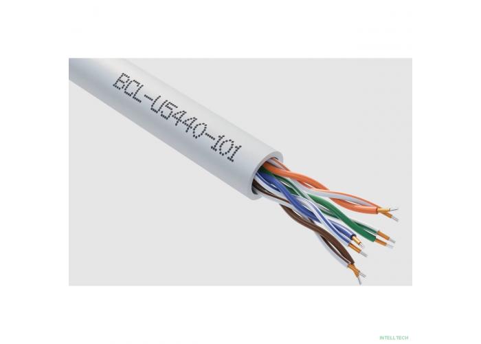 Кабель витая пара Bion BCL-U5440-101 U/UTP, кат.5e, 4x2x0,40мм AWG 26, CCA, одножильный, PVC, для внутренней прокладки, 305м, серый