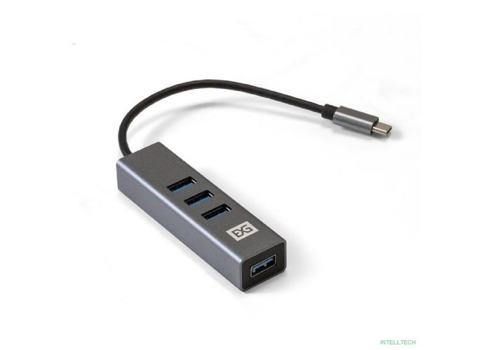 Exegate EX293987RUS USB-Хаб (концентратор) ExeGate DUB-4TC (кабель-адаптер USB Type C --> 4xUSB3.0, Plug&Play, серебристый)
