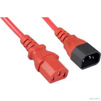 Cabeus PC-189-VDE-1.8M-RD Кабель питания монитор-компьютер IEC 320 C13 - IEC 320 C14 (3x0.75), красный, 1.8 м