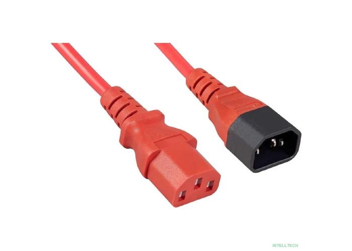 Cabeus PC-189-VDE-1.8M-RD Кабель питания монитор-компьютер IEC 320 C13 - IEC 320 C14 (3x0.75), красный, 1.8 м