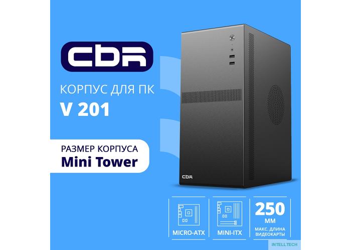 CBR Корпус mATX Minitower V201, без БП, 2*USB 2.0, HD Audio+Mic, Black [PCC-MATX-V201-WPSU]