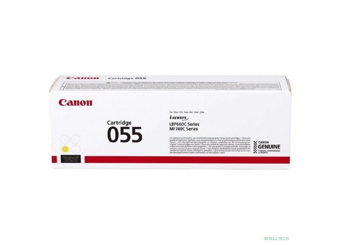 Canon 055 Y Тонер-картридж для Canon LBP66x/MF74x,  (2100 стр.), желтый ( 3013C003 )