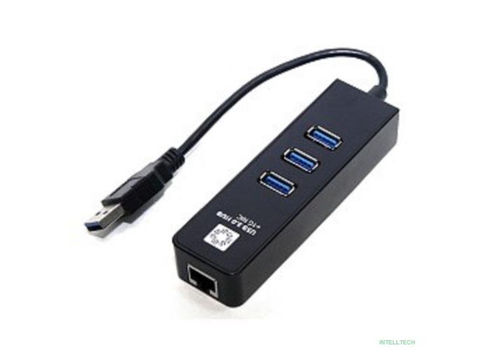 5bites Сетевой адаптер UA3-45-04BK USB3.0 сетевая карта / 3*USB3.0 / RJ45 1G / BLACK