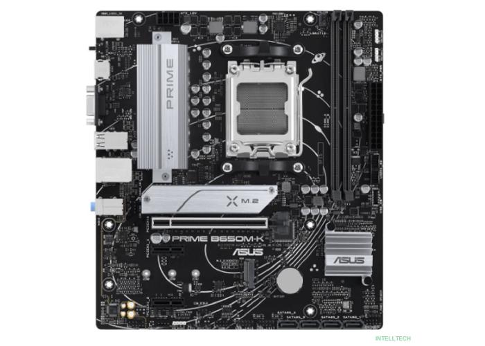 ASUS PRIME B650M-K (Socket AM5, mATX, 2xDDR5(96GB), VGA/HDMI 2.1, 1xPCIe 4.0x16/2xPCIe 4.0, 1xLAN (2.5GbE), 4xSATA 6Gb/s, 2xM.2, 4xUSB 3.2, 4xUSB 2.0, 1xPS/2)