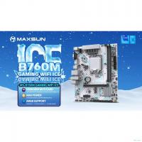 MAXSUN MS-B760M GAMING WIFI ICE (Socket 1700, mATX, 2*DDR4(64Gb), VGA/HDMI, 3*SATA3, 1*M.2, 1*PCIEx16/1*PCIEx1, 2*USB2.0, 4*USB 3.2, LAN 1*1G, Bluetooth,  Wi-Fi 802.11ac, ARGB, white, RTL)
