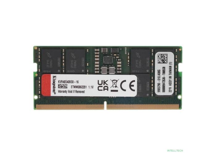 Kingston 16GB 4800MT/s DDR5 Non-ECC CL40 SODIMM 1Rx8 KVR48S40BS8-16