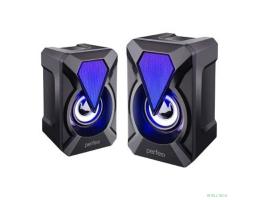 Perfeo колонки "FLAMES", 2.0, мощность 2х3 Вт, USB, чёрн, Game Design, LED подсветка 7 цв