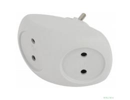 ЭРА Б0053480 Разветвитель электрический SPx-2-W на 2 розетки без заземления 10А белый