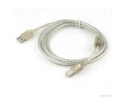 Cablexpert Кабель USB 2.0 Pro, AM/BM, 1,8м, экран, феррит.кольцо, прозрачный (CCF-USB2-AMBM-TR-6)
