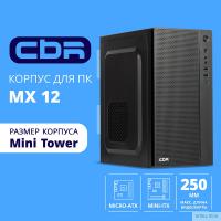 CBR Корпус mATX Minitower MX12, c БП PSU-ATX500-08EC (500W/80mm), 1*USB 3.0, 2*USB 2.0, HD Audio+Mic, Black [PCC-MATX-MX12-500W2]