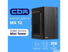 CBR Корпус mATX Minitower MX12, c БП PSU-ATX500-08EC (500W/80mm), 1*USB 3.0, 2*USB 2.0, HD Audio+Mic, Black [PCC-MATX-MX12-500W2]