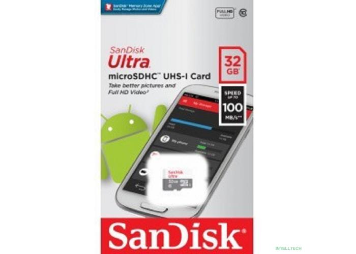 Micro SecureDigital 32Gb SanDisk Ultra® microSDHC 100MB/s Class 10 UHS-I SDSQUNR-032G-GN3MN