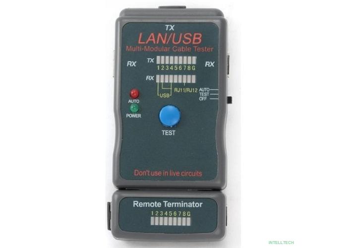 Gembird NCT-2 Тестер LAN Cablexpert , 100/1000 Base-TX,  для UTP, STP, RJ-11, USB-кабеля