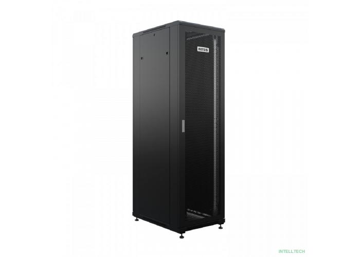 NTSS Шкаф напольный универсальный серверный NTSS R 18U 600х800мм, 4 профиля 19, двери перфорированная и сплошная металл, боковые стенки съемные, регулируемые опоры, разобранный, черный RAL 9005 NTSS-R