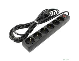 Exegate EX119395RUS Сетевой фильтр Exegate SP-6-5B (6 розеток, 5м, евровилка, черный)