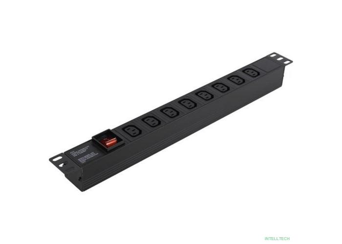 Exegate EX280854RUS Блок розеток ExeGate ServerPro PDU-19H808 Al-8С13-C14-SW, 1U, Алюм., 8 IEC 320 C13, С14