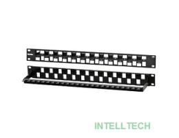 Hyperline PPBL3-19-24S-RM Модульная патч-панель 19", 24 порта, Flat Type, 1U, для модулей Keystone Jack, с задним кабельным организатором (без модулей)