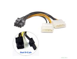 ORIENT C392, Переходник питания для PCI-Ex видеокарт 2 x Molex 4pin (M) -> 8pin (6pin+2pin)