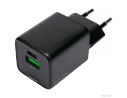 Cablexpert зарядное устройство 20Вт GaN, 3А, QC4.0/PD, 1xUSB, 1xType-C, черный, пакет (MP3A-PC-62)