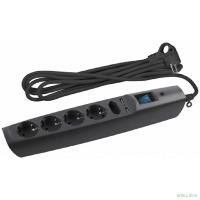 ЭРА C0043326 Сетевой фильтр SFU-5es-2m-B черный {3x1 мм2, со шт, с выкл, 5гн + 2 USB - зарядки, 2м, защита от короткого замыкания, от перегрузки, от импульсных и высокочастнотных помех}