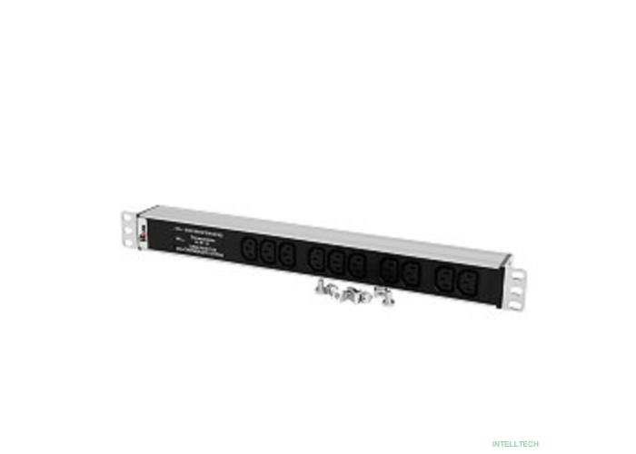 ЦМО Блок розеток Rem-10 без шнура с фил. и инд., 10 IEC 60320 C13, вход IEC 60320 C14, 10A, алюм., 19