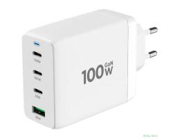 Cablexpert зарядное устройство 100Вт GaN, 5A, QC5.0/PD, 3xType-C, 1xUSB, белый, коробка (MP3A-PC-66)