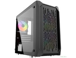 Powercase Alisio Micro X3B, Tempered Glass, 1х 120mm +2x 140mm 5-color fan, чёрный, mATX  (CAMIB-L3)