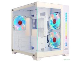 Ginzzu V490 RGB подсветка, контроллер CRC6, 3* 12R6 FAN 12CM RGB, закаленное стекло 1*USB 3.0,1*USB 2.0, AU Белый mATX
