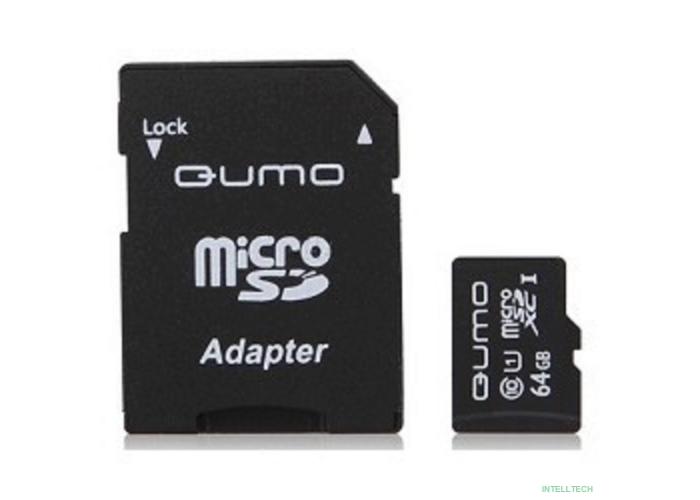 Micro SecureDigital 64Gb QUMO QM64GMICSDXC10U1 {MicroSDXC Class 10 UHS-I, SD adapter}