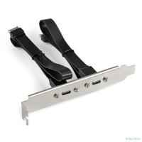 Exegate EX298297RUS Планка портов в корпус 2xType-C SuperSpeed+ ExeGate BrctUSB32E-2C (USB3.2 Gen2 2xType-E 20Pin Male --> 2xType-C USB 3.2 Gen 2, SuperSpeed+ скорость до 10 Гбит/с, кабель 30см)
