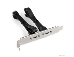 Exegate EX298297RUS Планка портов в корпус 2xType-C SuperSpeed+ ExeGate BrctUSB32E-2C (USB3.2 Gen2 2xType-E 20Pin Male --> 2xType-C USB 3.2 Gen 2, SuperSpeed+ скорость до 10 Гбит/с, кабель 30см)