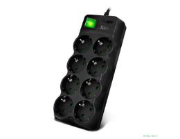 SVEN Фильтр SF-08E-16 3,0 м (8 розеток с защитными шторками,16А) черный, цветная коробка [SV-021610]