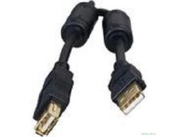 Bion Кабель удлинительный USB 2.0 A-A (m-f), позолоченные контакты, ферритовые кольца, 1.8м, черный [BXP-CCF-USB2-AMAF-018]