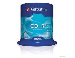 Verbatim  Диски CD-R  100 шт. 48/52-x 700Mb, Cake Box ( 43411)