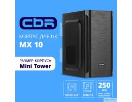 CBR Корпус mATX Minitower MX10, c БП PSU-ATX400-12EC (400W/120mm), 2*USB 2.0, HD Audio+Mic, Black [PCC-MATX-MX10-400W]