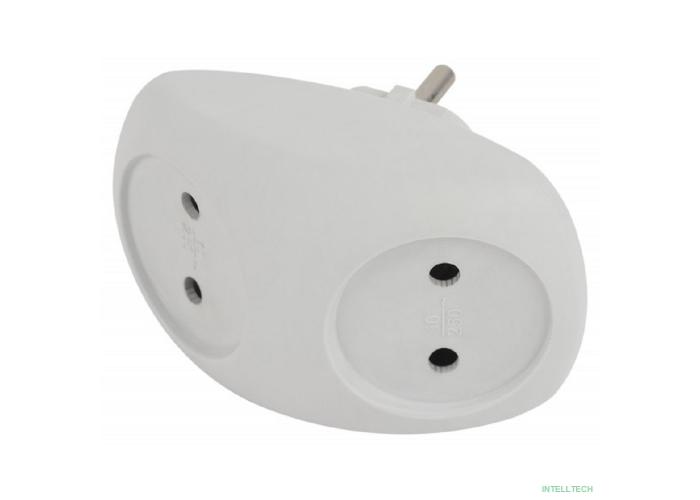 ЭРА Б0053480 Разветвитель электрический SPx-2-W на 2 розетки без заземления 10А белый