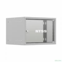 NTSS Шкаф настенный телекоммуникационный NTSS LIME 6U 550х350х370мм, 2 профиля 19, дверь стеклянная, боковые стенки несъемные, разобранный, серый RAL 7035 NTSS-WL6U5535GS