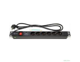 5bites PDU619A-06 Блок розеток  6S / AL / SWITCH / 1U / 19" / 2M*3G*1.5MM2 / VDE