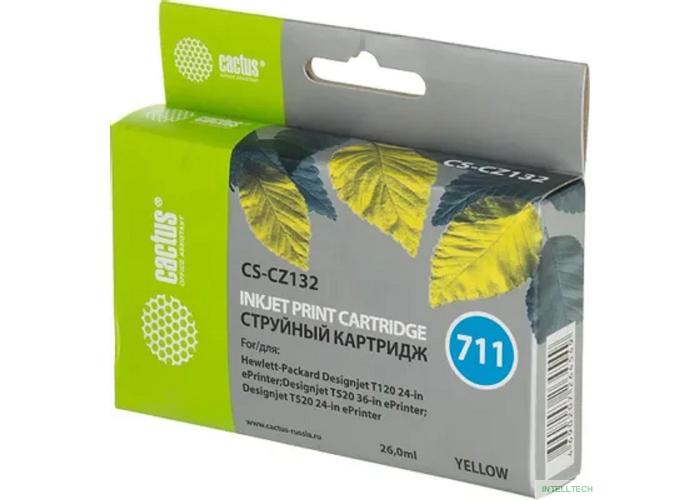 Cactus CZ132A  Картридж № 711  (CS-CZ132)  для HP Designjet T120/520, жёлтый, с чипом