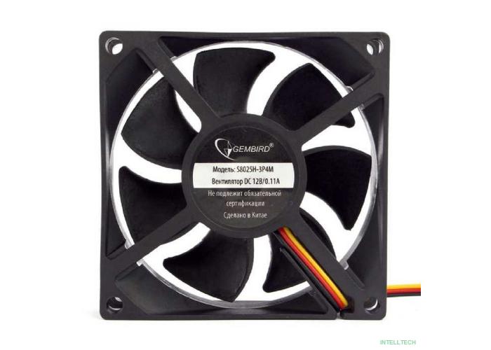 Gembird Вентилятор 80x80x25, гидрод., тихий, 3 pin/4pin Molex, провод 30 см (S8025H-3P4M)