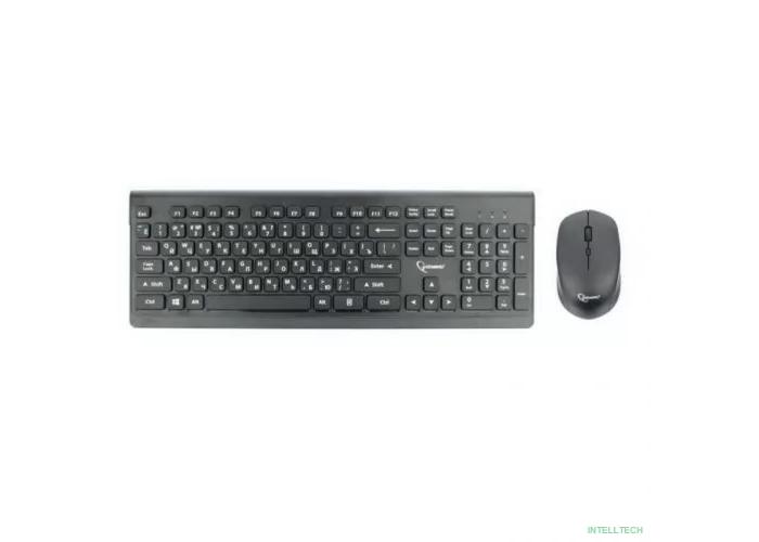 Клавиатура + мышь Gembird KBS-7200 {Беспроводной комплект, черный, 2.4ГГц/10м, 1600 DPI,  мини-приемник- USB, Chocolate дизайн}