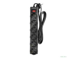 CBR Сетевой фильтр CSF 2606-5.0 Black, 6 евророзеток, длина кабеля 5 метров, цвет чёрный (пакет)