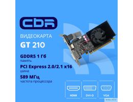 Видеокарта CBR G210 1Gb DDR3, 64bit, 589Mhz, 1*HDMI + 1*DVI + 1*VGA, 31W, Ret [VGA-STX210-1G-RTL]