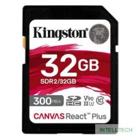 SecureDigital 32GB Kingston SDHC, UHS-I Class U3 V90, чтение: 300Мб/с, запись: 260Мб/с <SDR2/32GB>