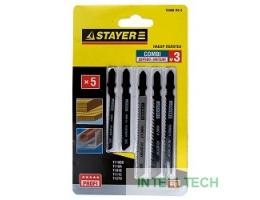 STAYER Набор Пилки "УНИВЕРСАЛ №3" (15980-H5-3) для эл/лобзика, по дереву, мет. и пласт., EU-хвост., 5шт