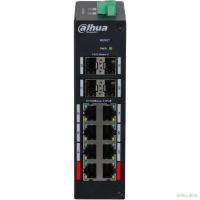 Dahua DH-HS4412-8ET-120 12-портовый управляемый коммутатор с PoE, промышленное исполнение  8 RJ45 10/100Мбит/с, 4 SFP 1000Мбит/с (uplink); до 120Вт; на DIN-рейку