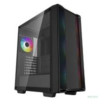 Корпус Deepcool CC560 ARGB V2 без БП, боковое окно (закаленное стекло), 3x120мм ARGB LED вентилятор спереди и 1x120мм ARGB LED вентилятор сзади, черный, ATX