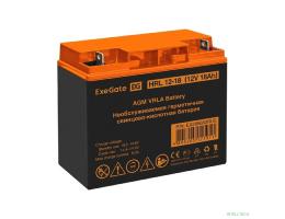 Exegate EX285662RUS Аккумуляторная батарея ExeGate HRL 12-18 (12V 18Ah, клеммы F3 (болт М5 с гайкой))