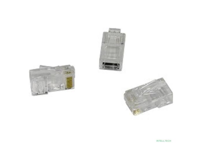 Exegate EX158091RUS Коннектор RJ-45 Кат.5 (V) (8P8C) Exegate под одножильный кабель, золотое напыление (100шт)