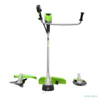 Greenworks TB201H Триммер аккумуляторный , 82V, 2,0 кВт, 46 см, c трехлопастным ножом и кусторезом, бесщеточный, без АКБ и ЗУ [2112407]